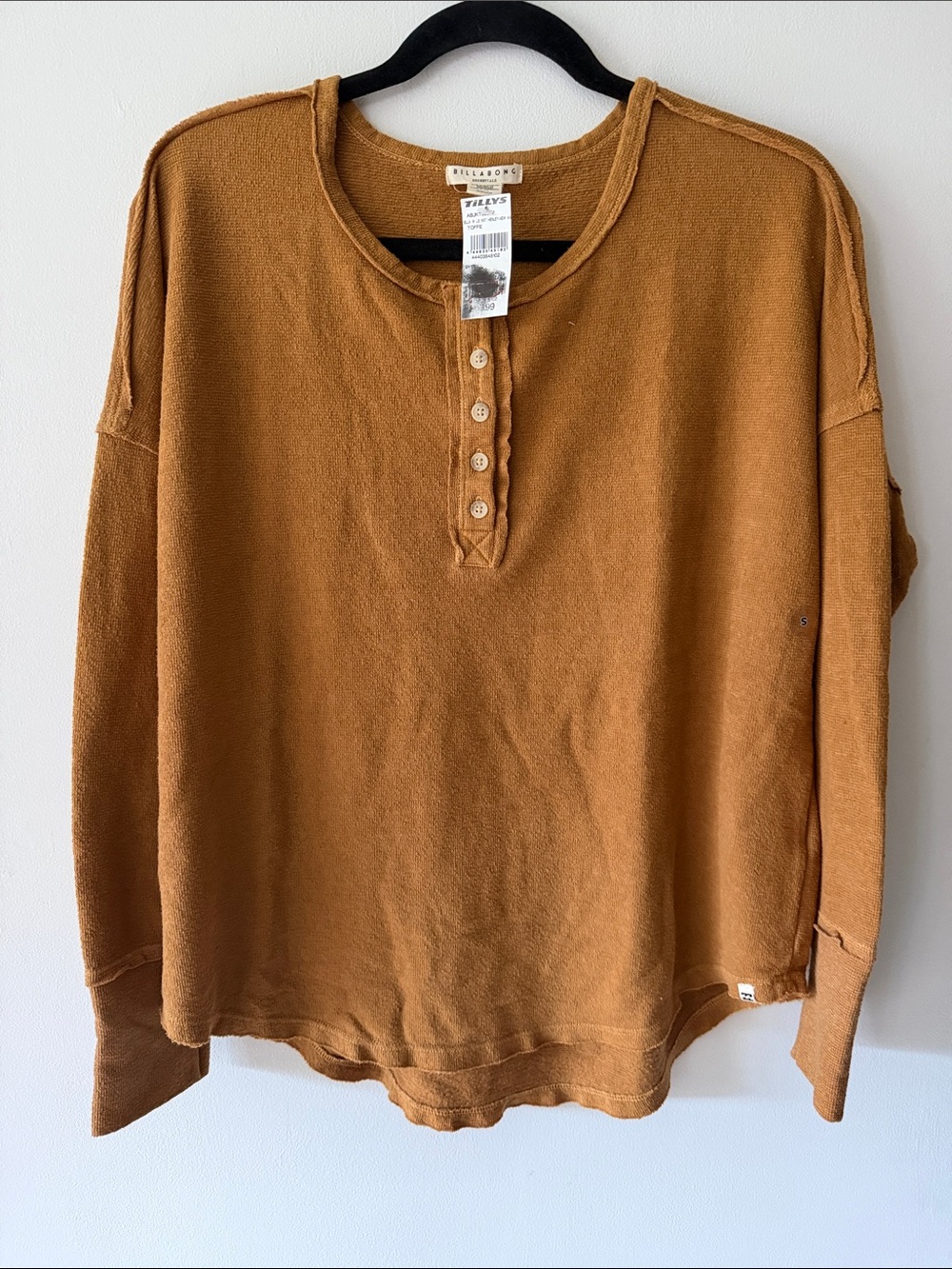 Billabong Toffee Knit Henley Sweater Top Small
